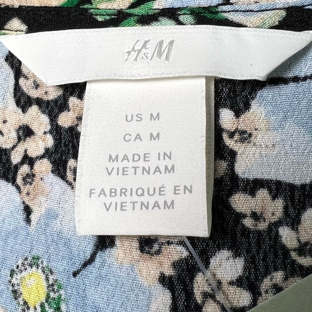 💐NWT H&M Floral puff sleeve tie front detail blouse/top - Picture 5 of 9